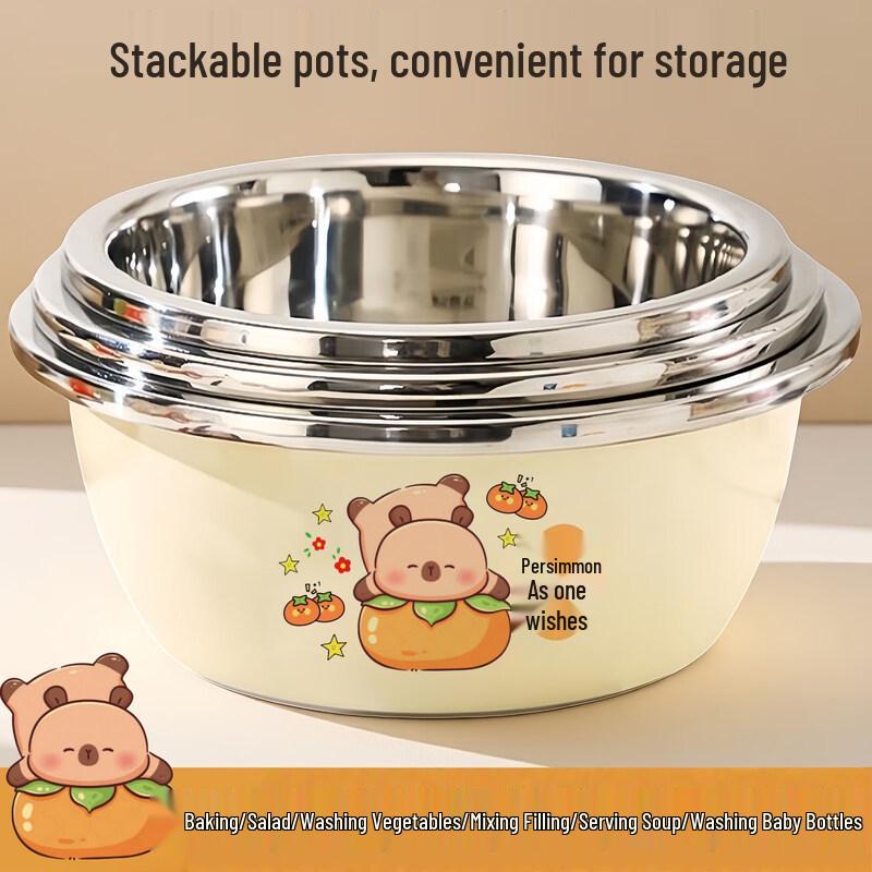 ZISIZ 3-Piece 316 Stainless Steel Mixing Bowl Set
