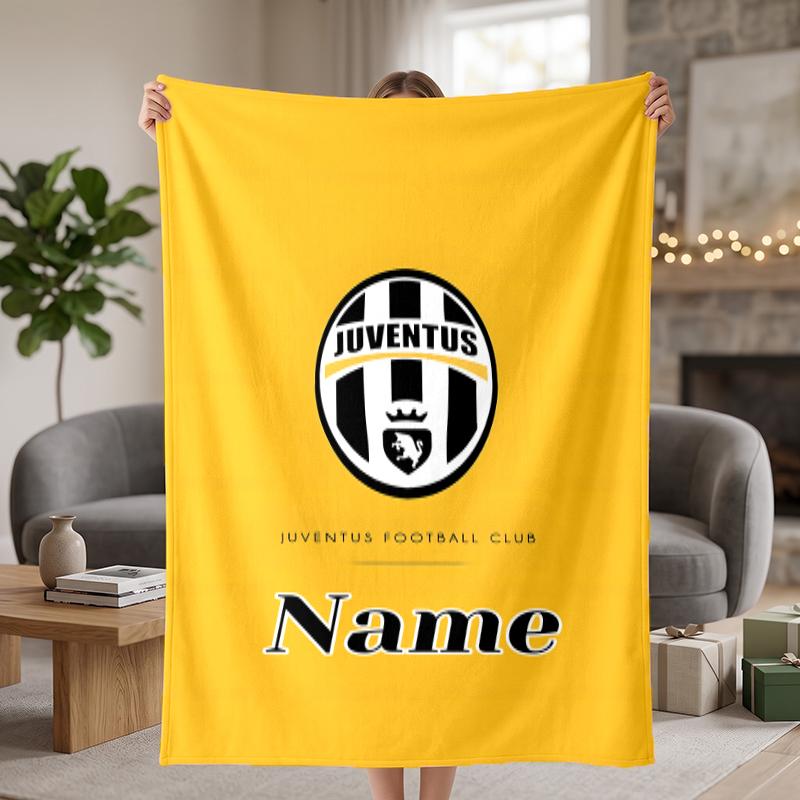 Juventus FC Benutzerdefinierte Flanelldecken Weich Warm Gemütlich Überwürfe für Wohnkultur Feiertagsgeschenke