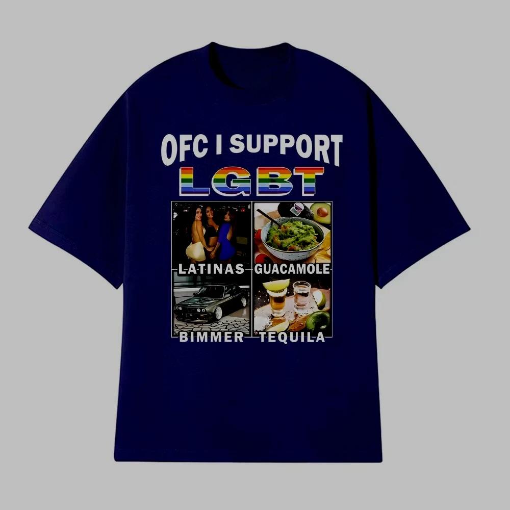 T-shirt Imprimé Meme Drôle Ofc Support LGBT Vêtements Homme Coton Manches Courtes T-shirts Amples Mode Rétro Hip Hop T-shirt Décontracté