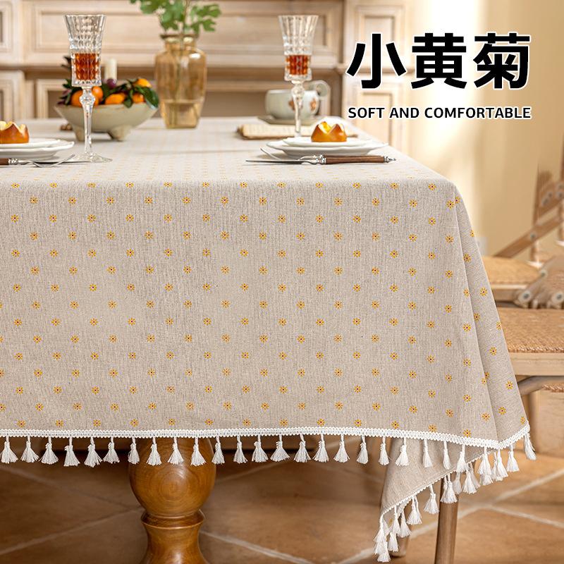 Dust-proof Decorative Coffee Table Cover Cloth Imitation Cotton and Linen Retro and Simple Tablecloth Home Restaurant Decoration