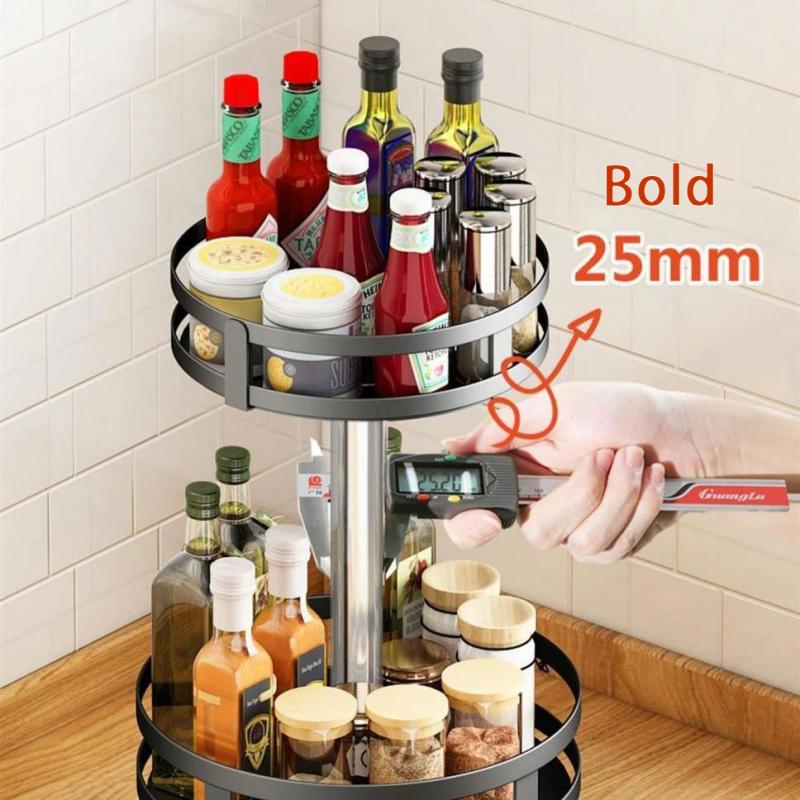 360 Degree Rotating Kitchen Spice Rack Storage Organizer Oil Salt Sauce Vinegar Bottle Holder