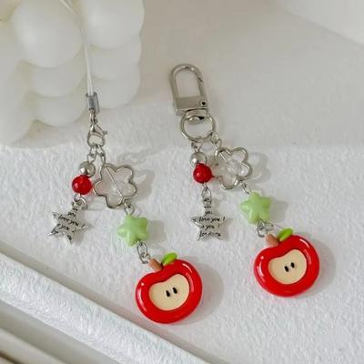 Crystal Beaded Elegant Phone Charm Stylish Keyring Red Green Phone Lanyard Cute 3D Y2K Cute Fruit Pendant Cellphone Strap
