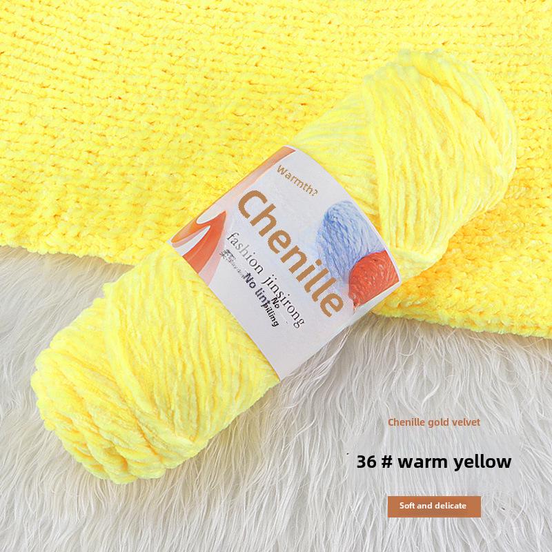 Chenille Gold Velvet Knit Scarf, Hat, Crochet Slippers, Doll Wool DIY Knitting Kit