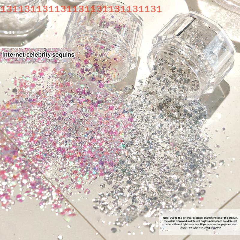Mermaid Sparkle Nail Art Glitter Ultra-Thin Laser Flakes Holographic Sequins 1 Jar Irregular Loose Nail Dust Accessories