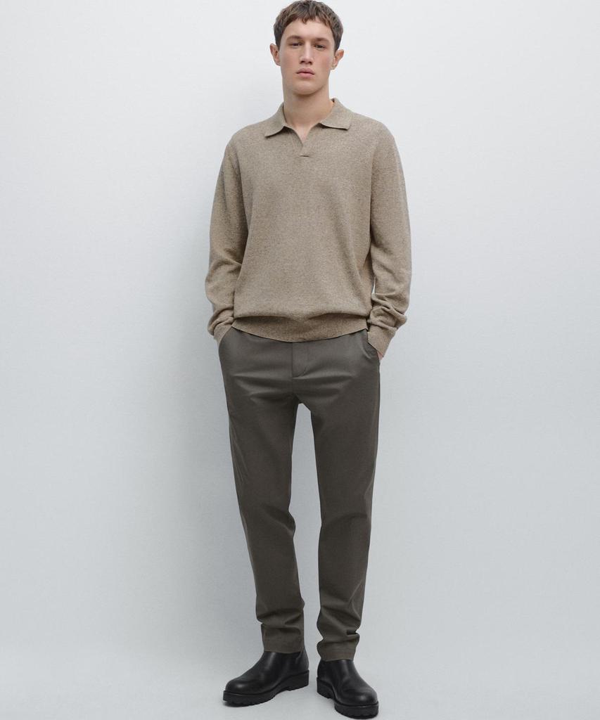 Masimodutti Cotton Blend Knit Polo Neck Sweater