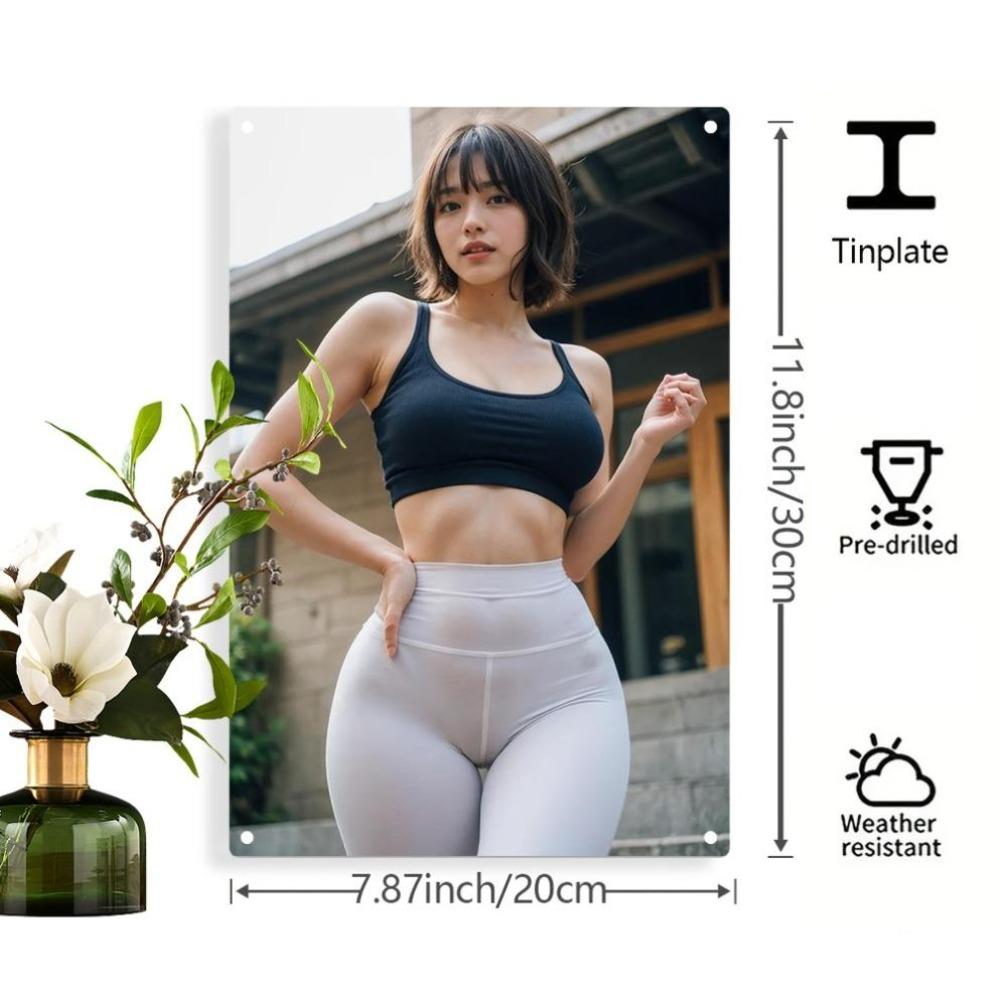 

Metal Fitness Wall Art Weatherproof Iron Painting 7.87x11.8 Inch Modern Home Gym Decor 20x30cm білий