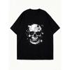 Oversized T Shirt Black Skull with Stars Print Casual Streetwear for Women(1)