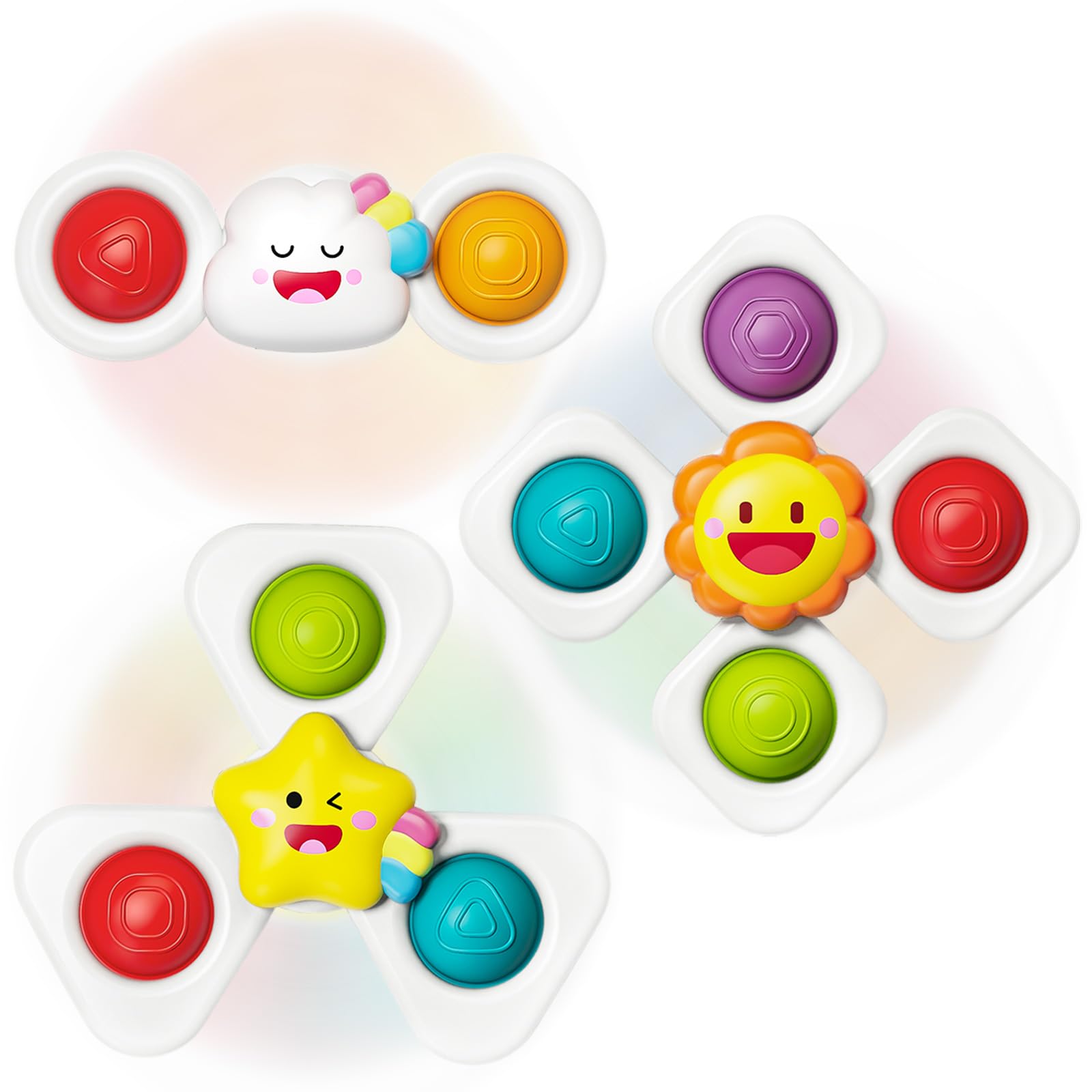 SpringFlower Baby Toys 0-6-12-18 Months,Suction Cup Spinner Toys,Baby Bath Toys for Boy&Girl, Sensory Toys &Travel Table Toy for Toddlers, Birthday Sun