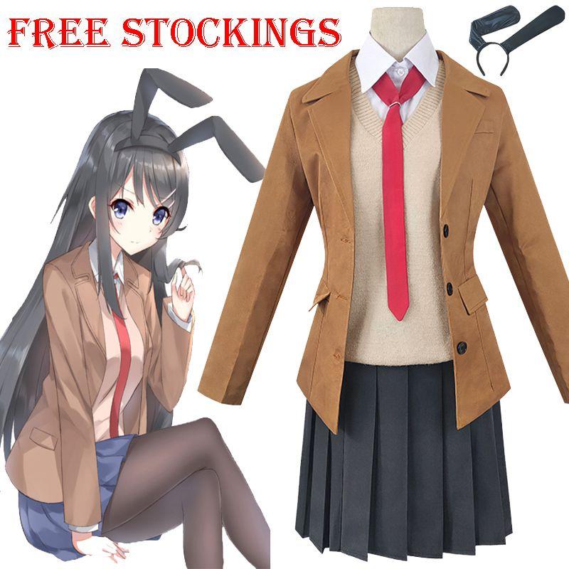 Premium Seishun Buta Yarou Wa Bunny Girl Sakurajima Mai Cosplay Costume Full Set Outfit For Captivating Parties And Events