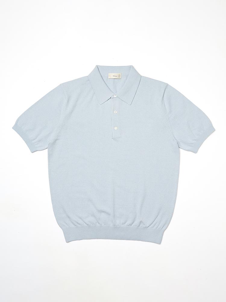 25Ss Essential Polo Knit Sky-Blue L