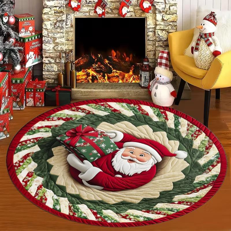 Christmas Carpet 3D Santa Claus Printed Pattern Rug Living Room Sofa Tea Table Non Slip Mat Home Decoration Christmas Decoration