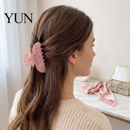 Leichte Haarstyling-Klammern Bunte Punkt-Kralle für Damen, Süßer Macaron-Stil Rutschfester Haifisch-Mode-Haarspangen-Greifer für Mädchen Dickes Haar,