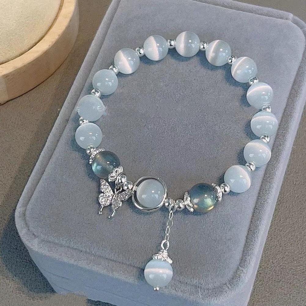 Butterfly Bracelet Women Cat\'s Eye Blue Daily Free Size
