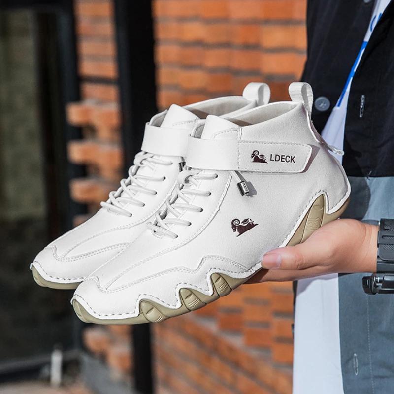 Men Casual Boots Leather Men Shoes Luxury Ankle Boots Waterproof Winter Sport Shoes for Men Motorcycle Boots platform zapatos