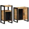 Bathroom Furniture Set 2 Pcs Brown & Black Solid Mango Wood