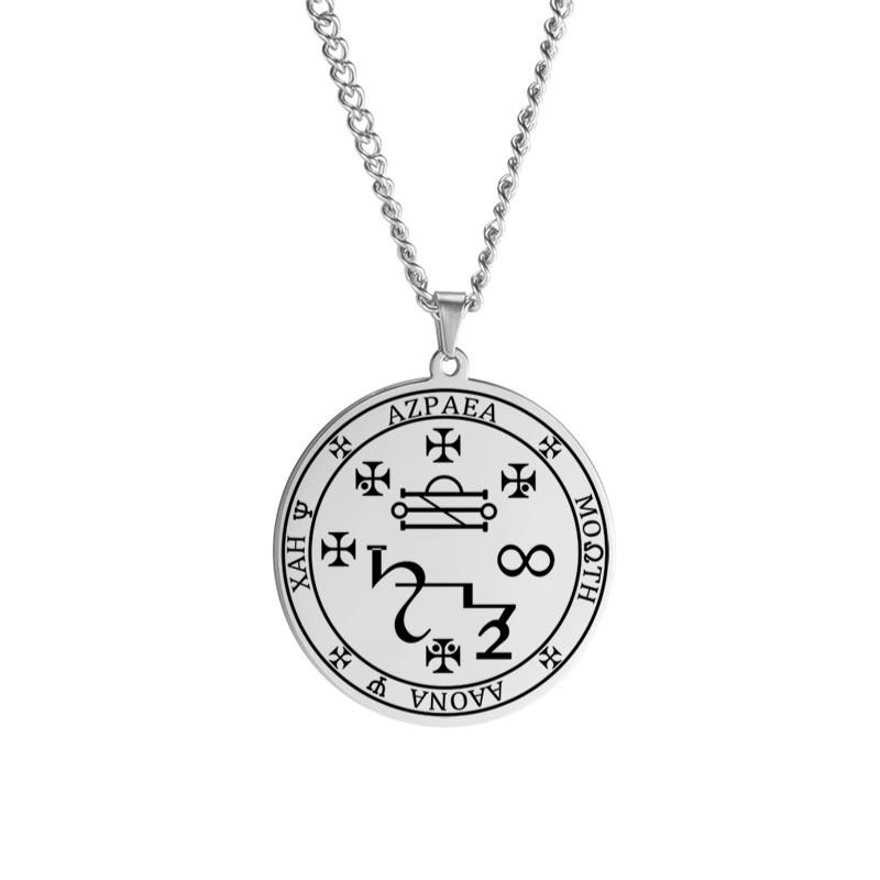 Dawapara Erzengel Azrael Siegel Salomos Engel des Todes Kabbala Amulett Anhänger Halskette Edelstahl Schmuck