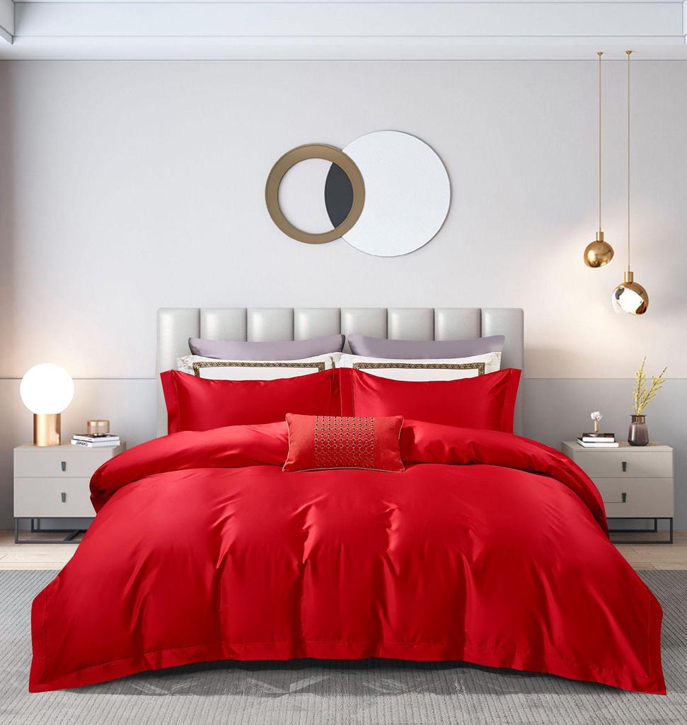 50S Pure Cotton Sateen Solid Color Brocade Fabric Duvet Cover & Bed Sheet Hotel Collection