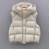 European fashion hooded thickened down cotton vest women's autumn and winter fashion loose puff vest jacket