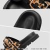 Hochwertiges Leopard Metall Schnallendesign Damen Hausschuhe Sexy Komfort Rutschfeste Pantoletten Sommer Größe 43 Plateau Flip Flops