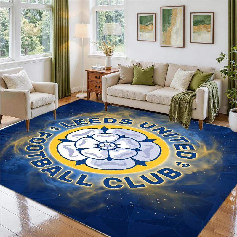 Leeds United Design Crystal Velvet Rug Soft Decorative Mat for Bedroom Entrance