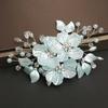 Pinza para el pelo floral de perlas con diseño de concha y detalles de cristal para peinados elegantes, accesorios para ocasiones especiales y uso diario