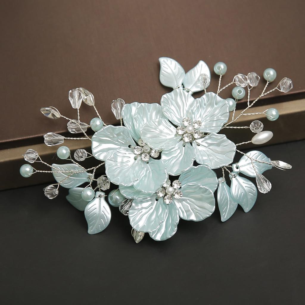 Pinza para el pelo floral de perlas con diseño de concha y detalles de cristal para peinados elegantes, accesorios para ocasiones especiales y uso diario