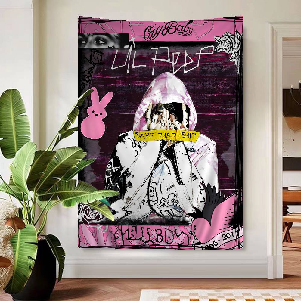 Hip Hop Rapper Lil Peep Printed Large Wall Tapestry Art Science Fiction Room Home Decor Decor Blanket