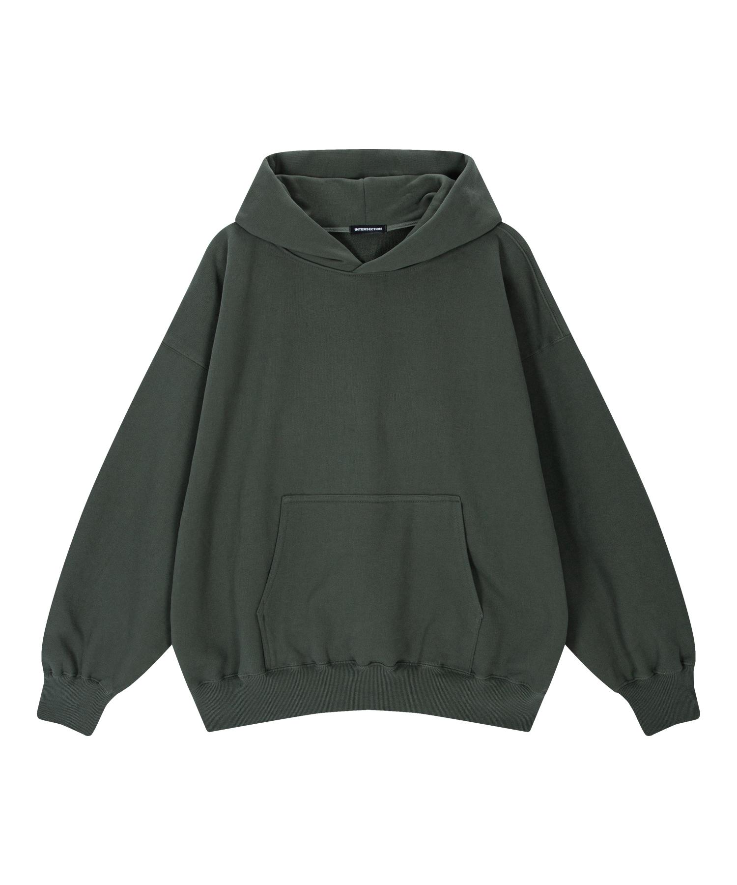 Intersection Oversized Heavy Crop Hooded Sweatshirt [Khaki] Khaki/Khaki 1