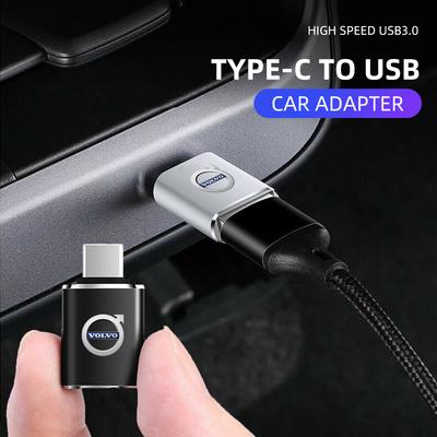 Car Type-C To USB-A Interface Mini Converter Charging Adapter For Volvo V60 XC60 XC90 S60 XC40 V40 S80 T6 V90 EX90 S90 V70