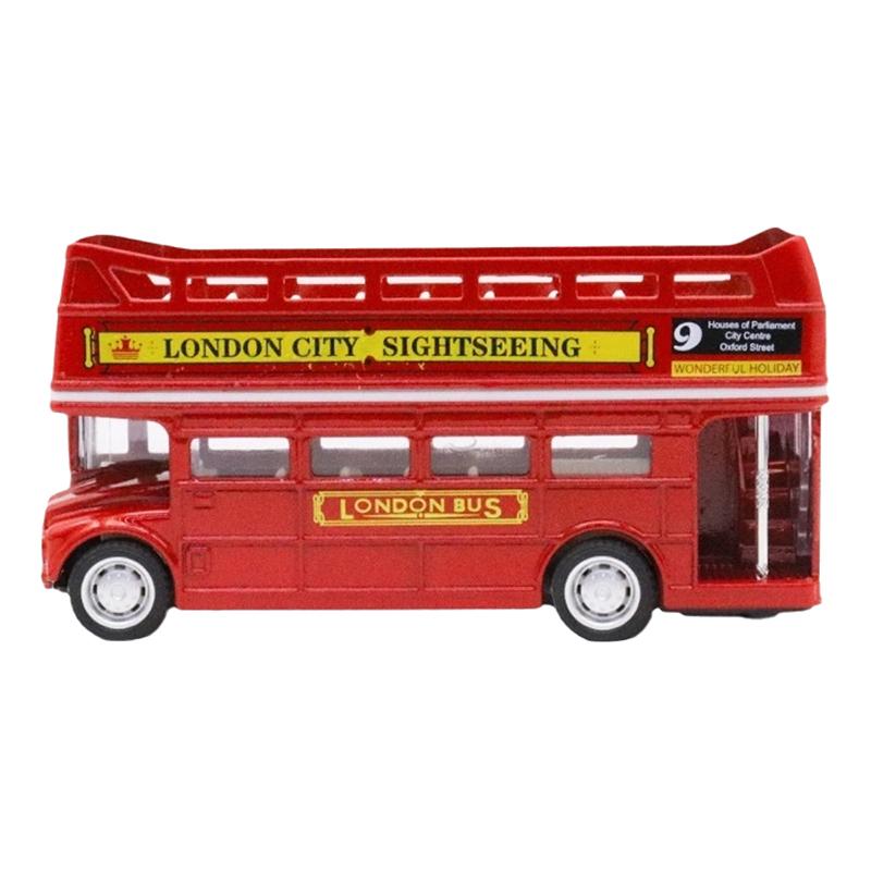 1Pcs Metal Pull Back Simulation Car Toy 1:64 Vintage British Europe Double Bus Diecast Alloy Car Model Antique Kids Toys