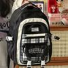 Schoolbag new large-capacity student schoolbag plaid contrasting color college style multi-layer backpack travel junior high school backpack