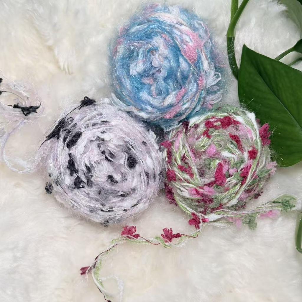 50g Variegated Fancy Yarn Mixed Color Nylon Polyester Blend Soft Novelty Textured Bubble Yarn for Knitting DIY Scarves Hats Craf
