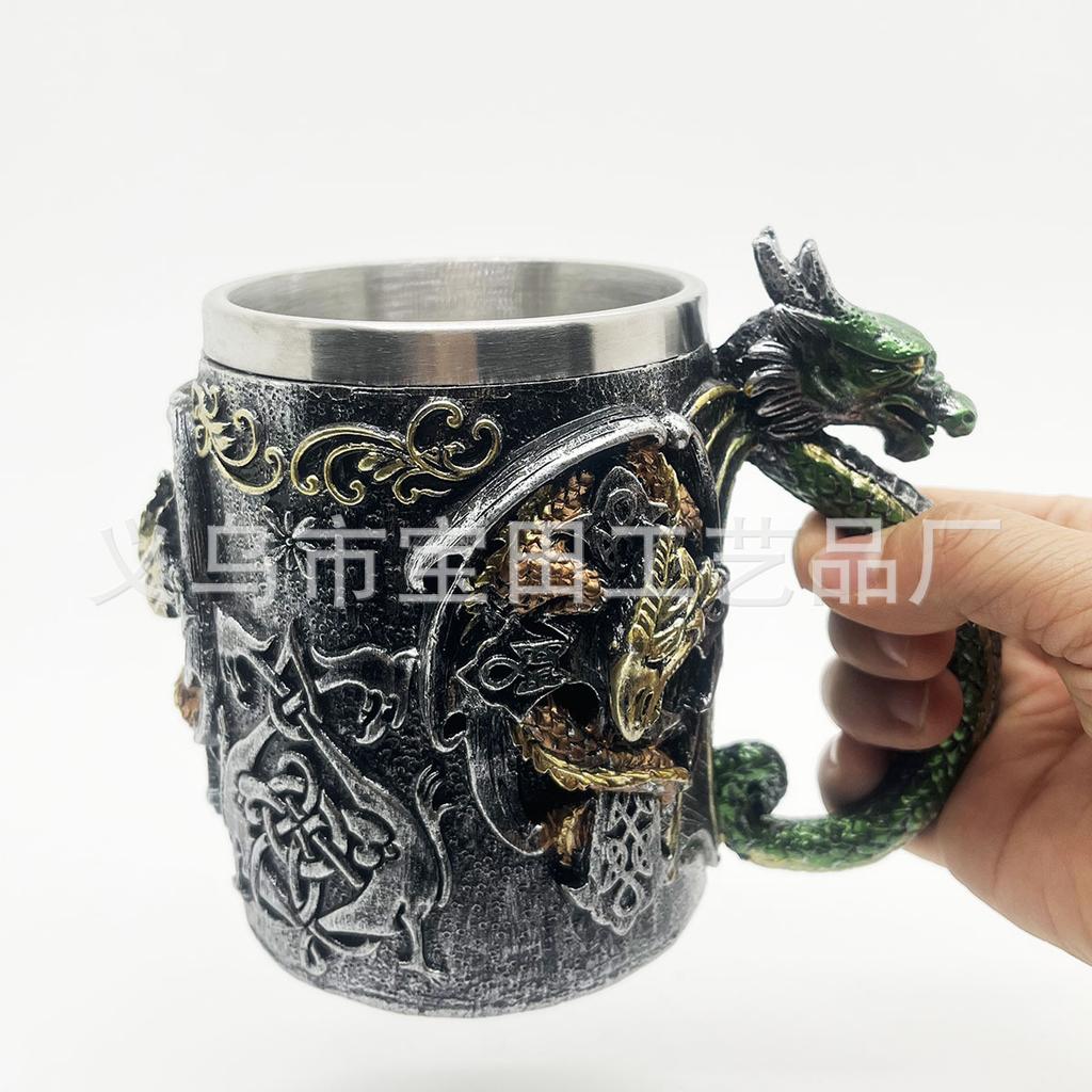 Resin stainless steel Halloween series cup dragon skull modeling mug home decoration ornament