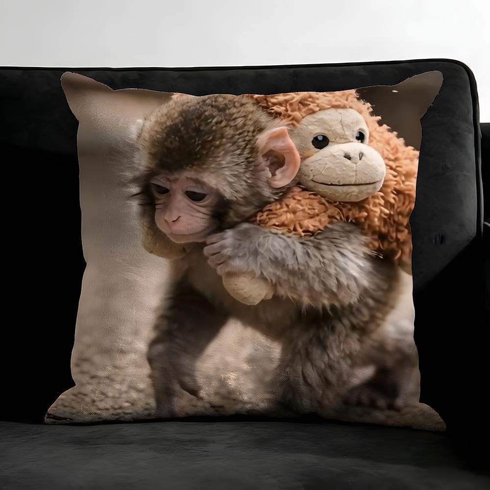 Punch Monkey Cute Cushion Cover Pillowcase Ultra Soft Skin Friendly Fabric Cloud Like Comfort & Concealed Zipper