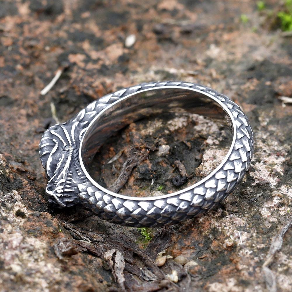 NEW 316L Stainless Steel Nordic Mythology Giant Dragon Animal Ring Pagan Odin Amulet Scandinavian  Jewelry Free Shipping