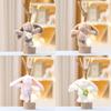 Flower Back Rabbit Keychain Cute Girl Backpack Decorative Pendant Plush Doll