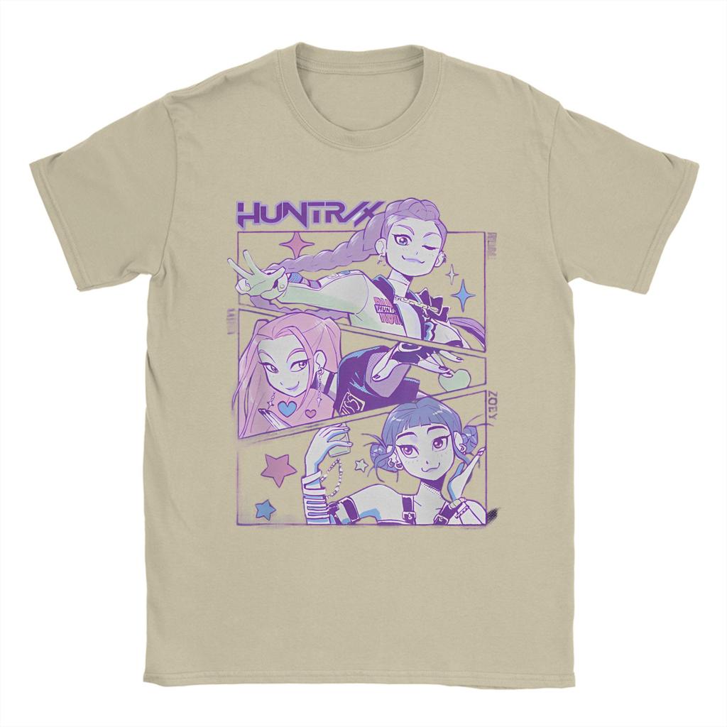 Huntrix Demon Hunters Tour Poster T Shirt Men Vintage 100 Cotton T-Shirts Summer Crew Neck Hip Hop Tee Shirt Oversized Clothing