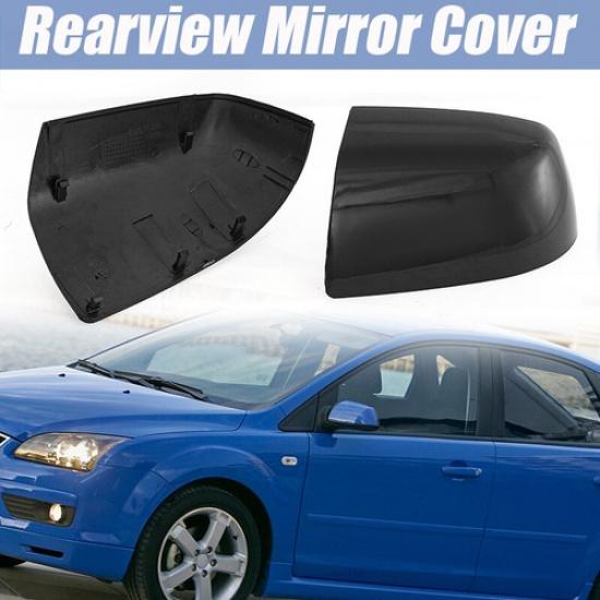 2PCS Gloss Black Side Wing Mirror Cover Cap Replacement For Ford Focus 2005-2008