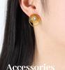 Niche French Geometric Rose Zirconia Hoop Earrings - Colorfast Titanium & Stainless Steel Jewelry for Women