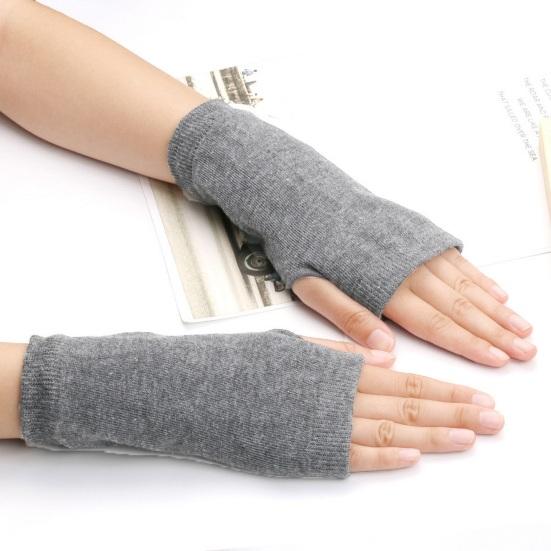 1 para jesienno-zimowych rękawic bez palców, dzianych, o wysokiej elastyczności, antypoślizgowych, ocieplaczy na nadgarstki, w jednolitym kolorze, utrzymujących ciepło, wiatroodpornych, do jazdy na rowerze, pisania, pisania na klawiaturze