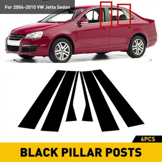 For 2006-2010 Volkswagen Jetta Sedan Car Door Pillar Post Trim Gloss Black EXD