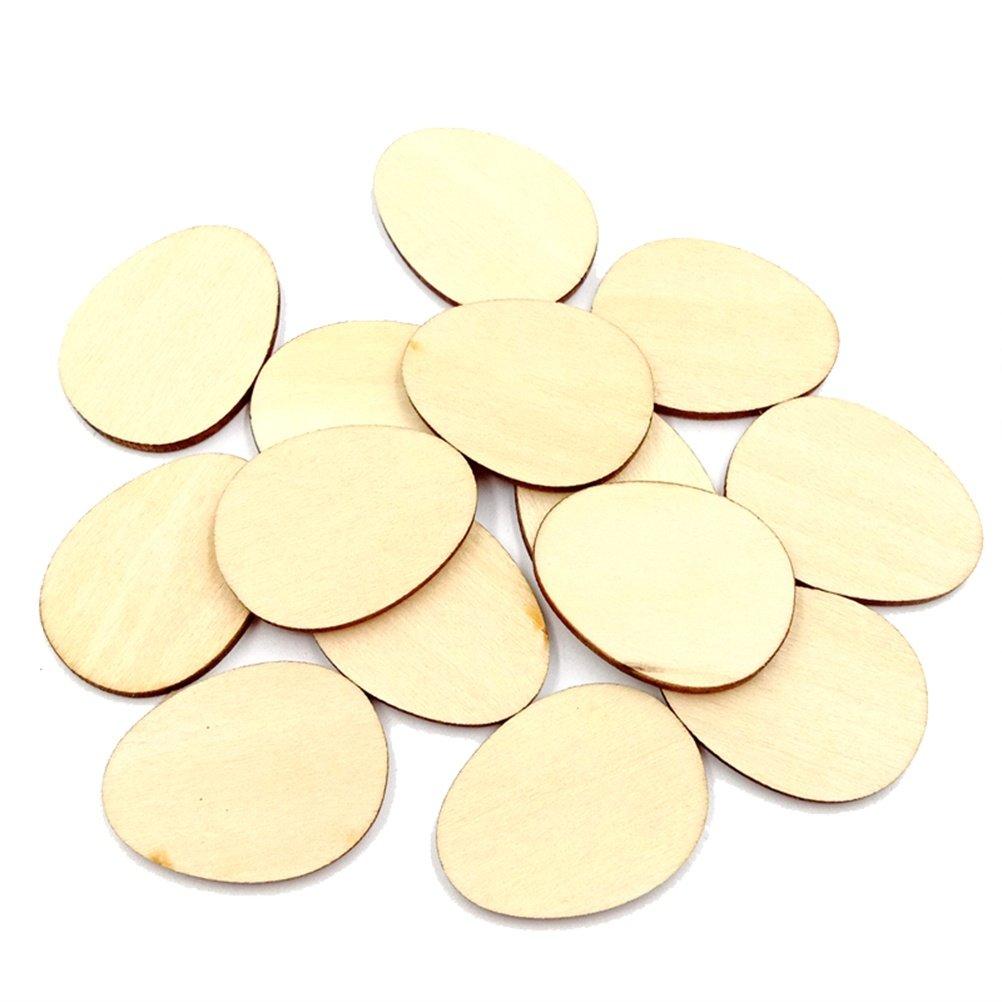 100Pcs Egg Shape Wood Crafts 30Mm Unfinished Lime Wood Pieces for DIY Decoration Craft Projects Wooden Cutouts for Signs Tags