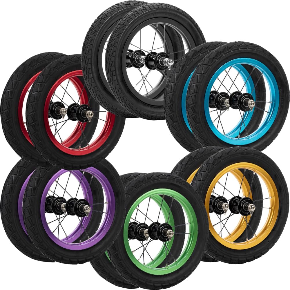 Strider Optional Parts: High Traction Wheels and Rubber Tires (Set of 2) (with Slim Nut Axle Shafts) Blue