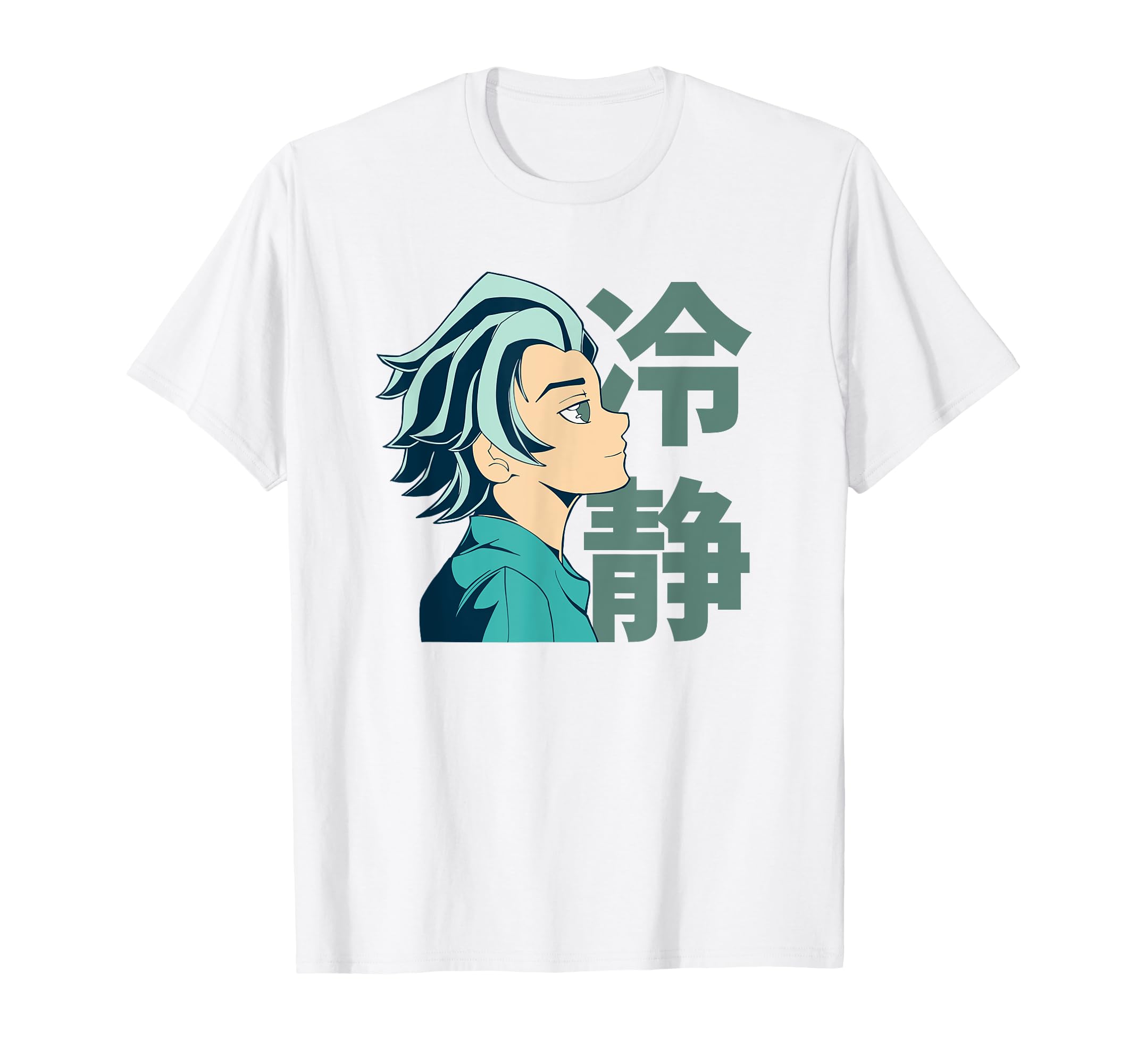 

Peaceful Anime Boy Male Profile Japanese T-Shirt білий