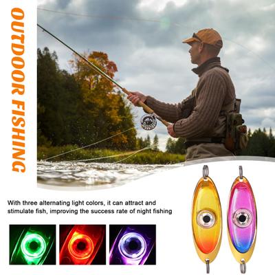 LED Fish Eye Lamp Waterproof 3 Lighting Colors Luring Light Submersible Deep Drop Underwater Eye Shape Fish Attraction Gathering Lamp Fishing