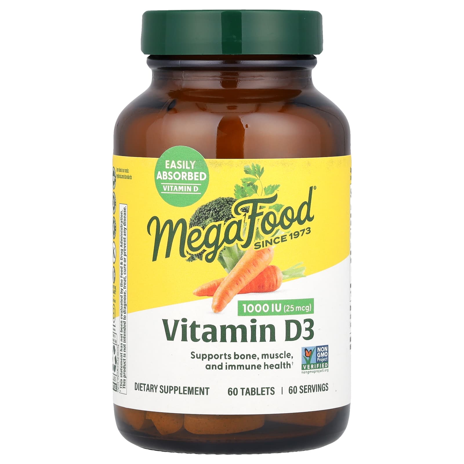 

MegaFood, Вітамін D3, 25 мкг (1000 МО), 60 таблеток