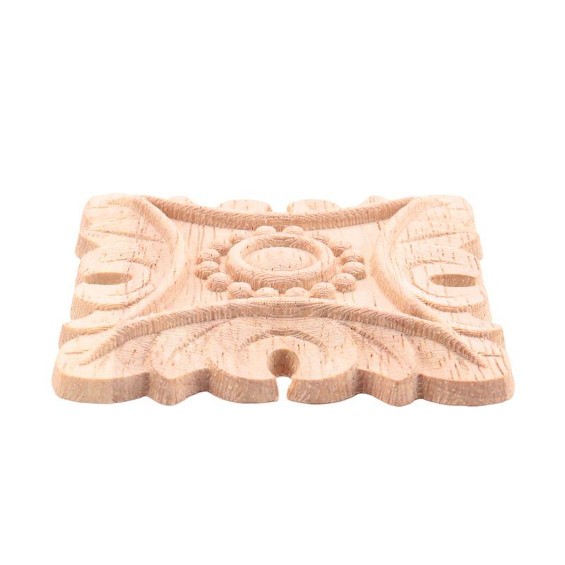 AEE4-Vintage Unpainted Wood Carved Corner Onlay Applique Frame Background Home Furniture Wall Cabinet Door Decor Decoration