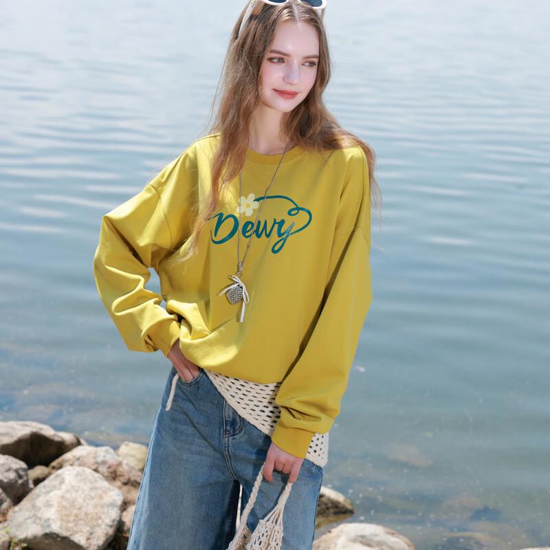 Sancai 2025 Fall Floral Letter Print Loose Sweatshirt