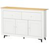 Credenza da cucina con 2 cassetti, 3 ante e ripiano regolabile, per cucina, sala da pranzo, soggiorno, 117 x 35 x 80 cm, bianco