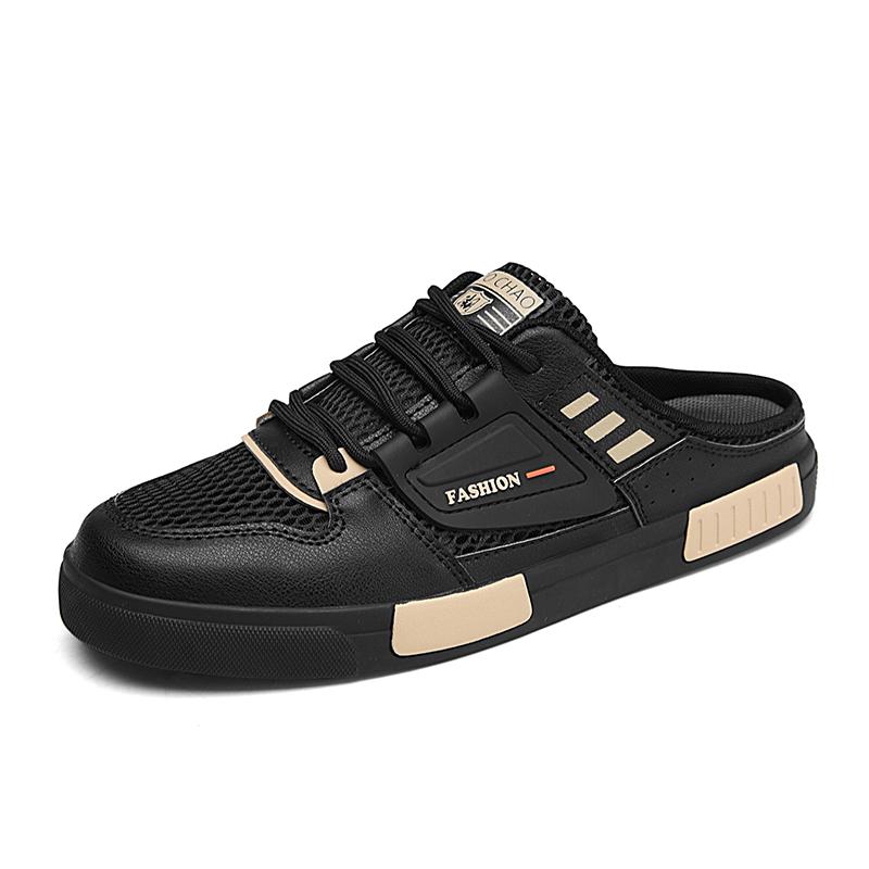 

Мужские мюли из сетки больших размеров, повседневная обувь с полупяткой, полуботинки для мужчин, сандалии без задника, обувь на плоской подошве, лоферы, тапочки, мужские шлепанцы 39